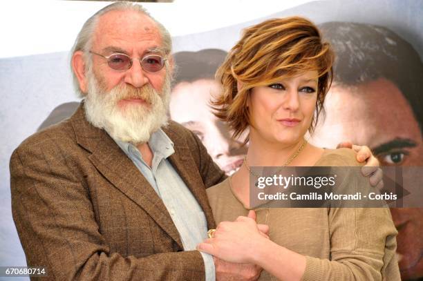 Giovanna Mezzogiorno and Renato Carpentieri attend a photocall for 'La Tenerezza' on April 20, 2017 in Rome, Italy.