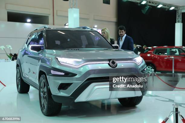 SsangYoung XAV is being displayed during the Istanbul Autoshow 2017 at the TUYAP Fair and Convention Center in Istanbul, Turkey on April 20, 2017.