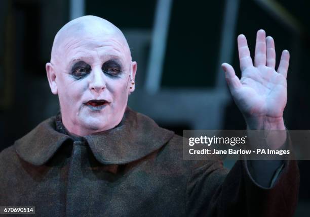 Les Dennis as Uncle Fester, ahead of a dress rehearsal of The Addams Family musical, which makes its UK Premiere at the Festival Theatre in Edinburgh...