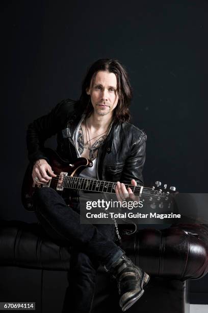 Portrait of American musician Myles Kennedy, vocalist and guitarist with hard rock group Alter Bridge, photographed in London on September 10, 2016.