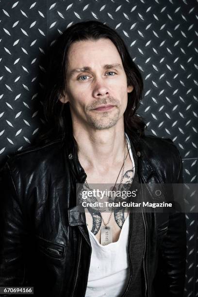 Portrait of American musician Myles Kennedy, vocalist and guitarist with hard rock group Alter Bridge, photographed in London on September 10, 2016.