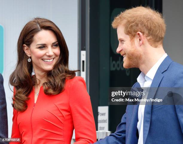 Catherine, Duchess of Cambridge and Prince Harry attend the official opening of The Global Academy in support of Heads Together on April 20, 2017 in...