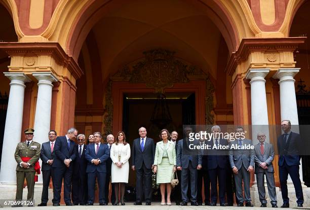 King Juan Carlos , Queen Sofia President od Andalusia Susana Diaz Mayor of Seville Juan Espadas and former President of Spain Felipe Gonzalez attends...