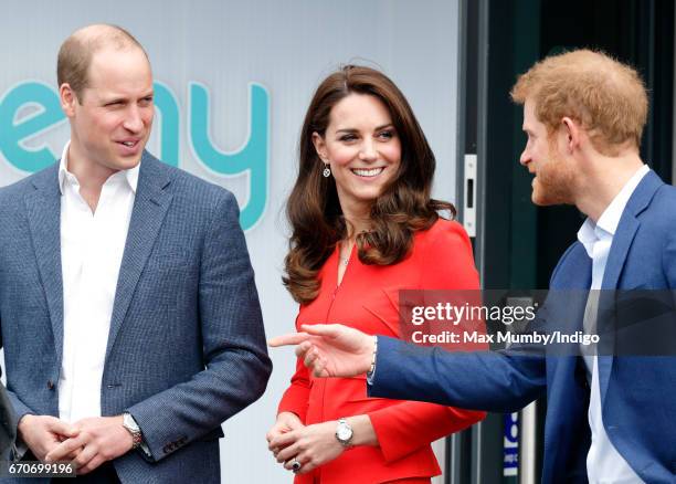 Prince William, Duke of Cambridge, Catherine, Duchess of Cambridge and Prince Harry attend the official opening of The Global Academy in support of...