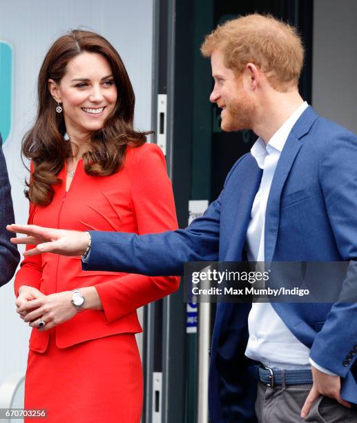 Catherine, Duchess of Cambridge and Prince Harry attend the official opening of The Global Academy in support of Heads Together on April 20, 2017 in...