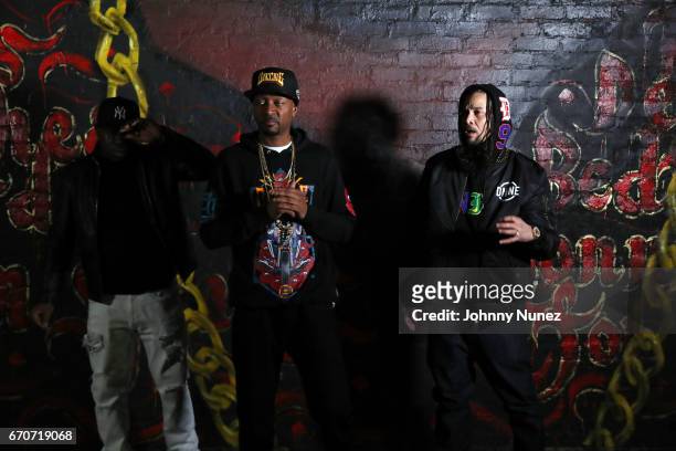 Uncle Murda, Krayzie Bone, and Bizzy Bone on set at the Bone Thugz N Harmony "Changed The Story" Video Shoot on April 19, 2017 in New York City.