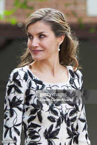 Queen Letizia of Spain attends the 'Miguel de Cervantes 2016' Award, given to Spanish writer Eduardo Mendoza, at Alcala de Henares University on...