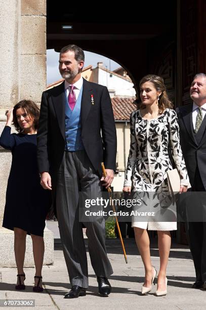 King Felipe VI of Spain and Queen Letizia of Spain attend the 'Miguel de Cervantes 2016' Award, given to Spanish writer Eduardo Mendoza, at Alcala de...