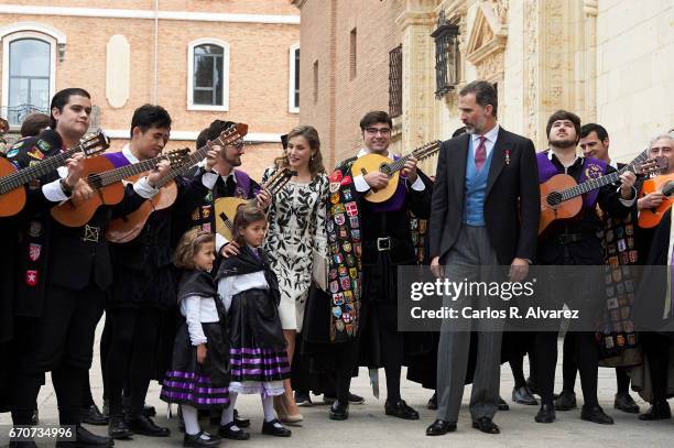 King Felipe VI of Spain and Queen Letizia of Spain attend the 'Miguel de Cervantes 2016' Award, given to Spanish writer Eduardo Mendoza, at Alcala de...