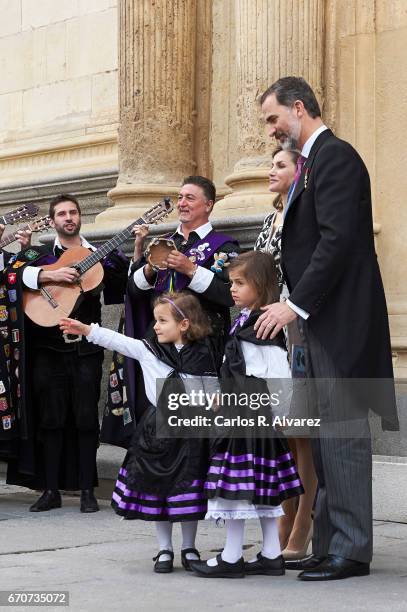 King Felipe VI of Spain and Queen Letizia of Spain attend the 'Miguel de Cervantes 2016' Award, given to Spanish writer Eduardo Mendoza, at Alcala de...