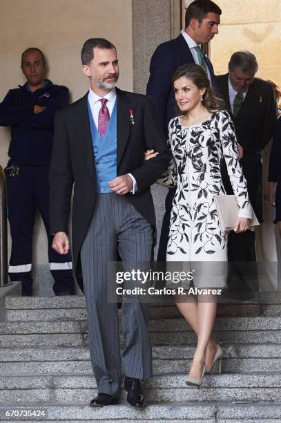 King Felipe VI of Spain and Queen Letizia of Spain attend the 'Miguel de Cervantes 2016' Award, given to Spanish writer Eduardo Mendoza, at Alcala de...