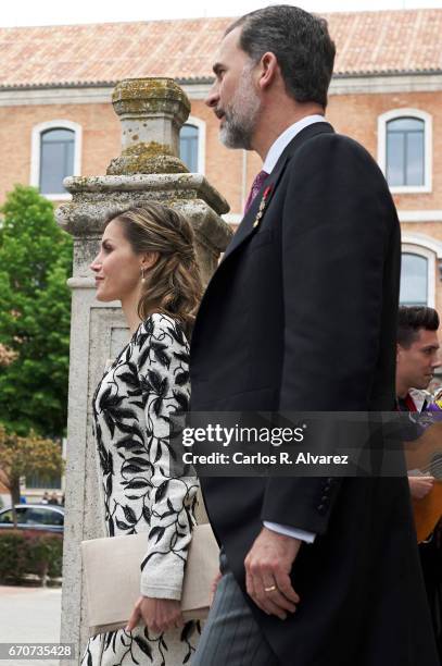 King Felipe VI of Spain and Queen Letizia of Spain attend the 'Miguel de Cervantes 2016' Award, given to Spanish writer Eduardo Mendoza, at Alcala de...