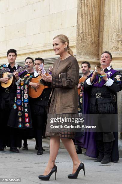 President of the Community of Madrid Cristina Cifuentes attends the 'Miguel de Cervantes 2016' Award, given to Spanish writer Eduardo Mendoza, at...