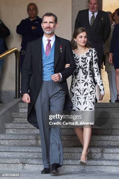 King Felipe VI of Spain and Queen Letizia of Spain attend the 'Miguel de Cervantes 2016' Award, given to Spanish writer Eduardo Mendoza, at Alcala de...