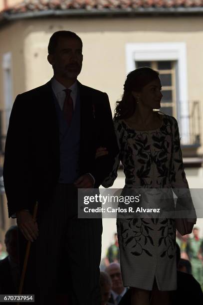 King Felipe VI of Spain and Queen Letizia of Spain attend the 'Miguel de Cervantes 2016' Award, given to Spanish writer Eduardo Mendoza, at Alcala de...