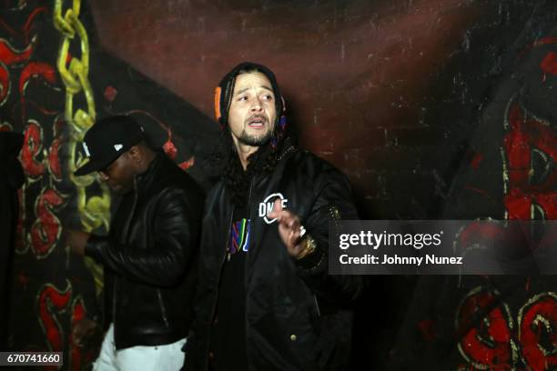 Uncle Murda and Bizzy Bone on set at the Bone Thugz N Harmony "Changed The Story" Video Shoot on April 19, 2017 in New York City.