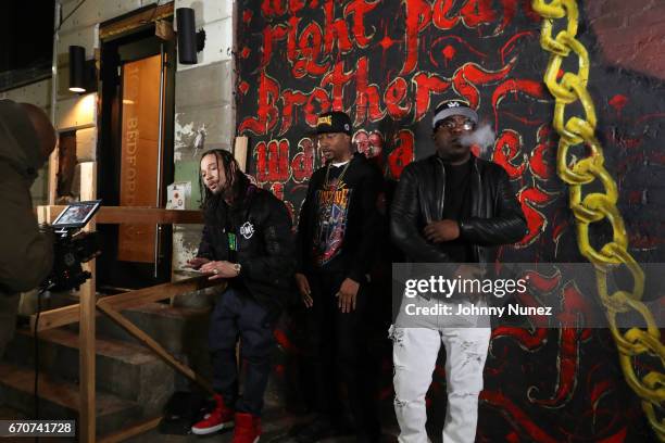 Bizzy Bone, Krayzie Bone, and Uncle Murda on set at the Bone Thugz N Harmony "Changed The Story" Video Shoot on April 19, 2017 in New York City.