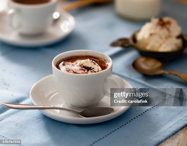 hot chocolate with cream - carolafink stock pictures, royalty-free photos & images