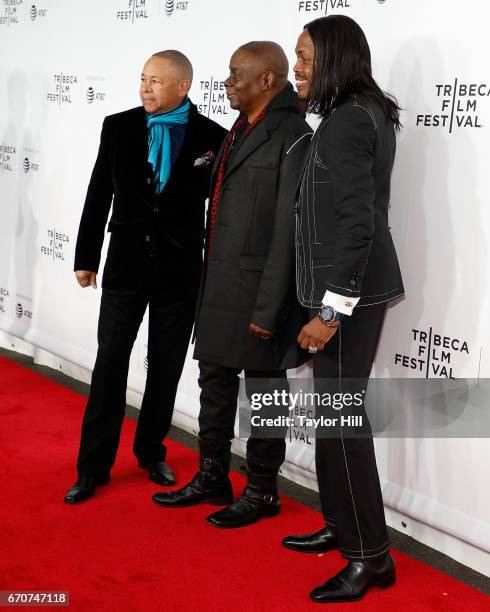Philip Bailey, Ralph Johnson, and Verdine White of Earth Wind & Fire attend the "Clive Davis: The Soundtrack Of Our Lives" 2017 Opening Gala of the...