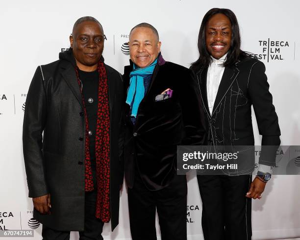 Philip Bailey, Ralph Johnson, and Verdine White of Earth Wind & Fire attend the "Clive Davis: The Soundtrack Of Our Lives" 2017 Opening Gala of the...