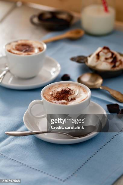 hot chocolate with cream - carolafink stock pictures, royalty-free photos & images