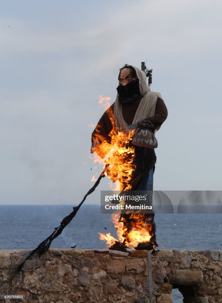 Burning of Judas Iskariot Greek Easter Ritual