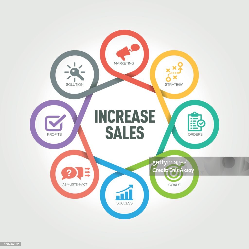 Increase Sales Infographic With 8 Steps Parts Options High-Res Vector ...