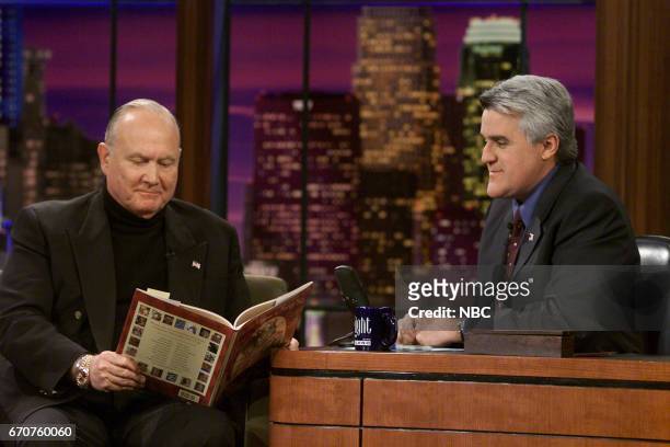 Pictured: Former U.S Army General Norman Schwarzkoff during an interview with Host Jay Leno on December 6th 2001 --