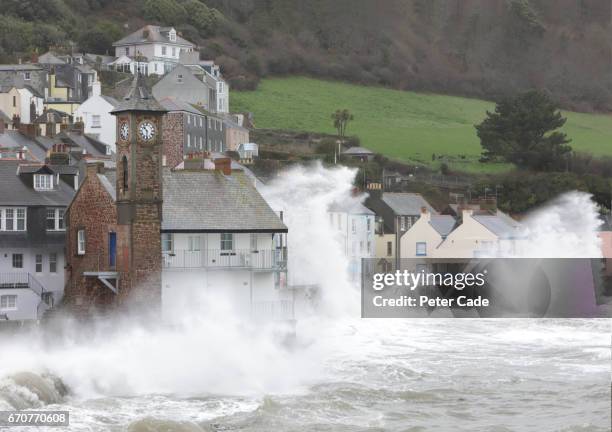 coastal village during storm - view into land fotografías e imágenes de stock