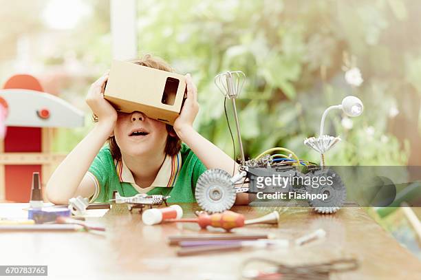 Portrait of child wearing  virtual reality headset
