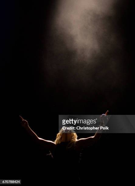 Lady Gaga performs on the Coachella Stage during day 2 of the Coachella Valley Music And Arts Festival at the Empire Polo Club on April 15, 2017 in...
