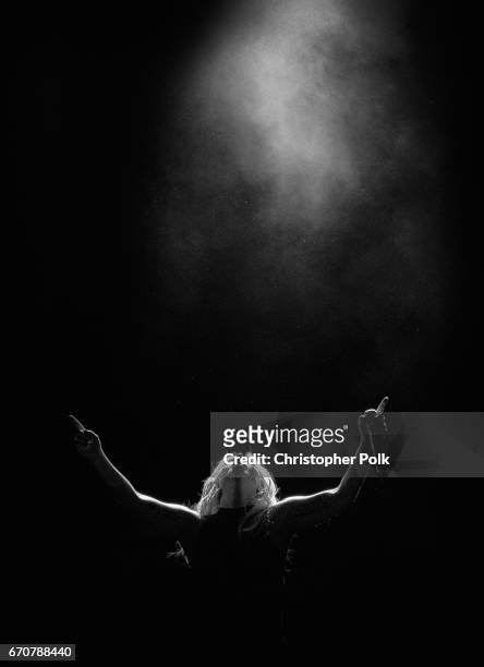 Lady Gaga performs on the Coachella Stage during day 2 of the Coachella Valley Music And Arts Festival at the Empire Polo Club on April 15, 2017 in...