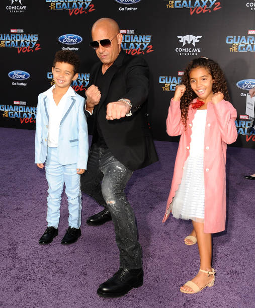Actor Vin Diesel son Vincent Sinclair and daughter Hania Riley Sinclair attend the premiere of "Guardians of the Galaxy Vol. 2" at Dolby Theatre on...