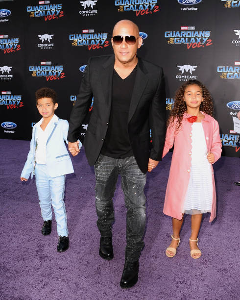 Actor Vin Diesel son Vincent Sinclair and daughter Hania Riley Sinclair attend the premiere of "Guardians of the Galaxy Vol. 2" at Dolby Theatre on...