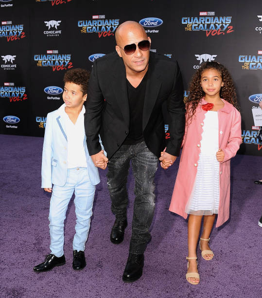 Actor Vin Diesel son Vincent Sinclair and daughter Hania Riley Sinclair attend the premiere of "Guardians of the Galaxy Vol. 2" at Dolby Theatre on...