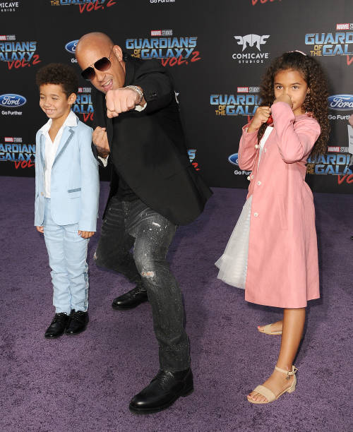 Actor Vin Diesel son Vincent Sinclair and daughter Hania Riley Sinclair attend the premiere of "Guardians of the Galaxy Vol. 2" at Dolby Theatre on...