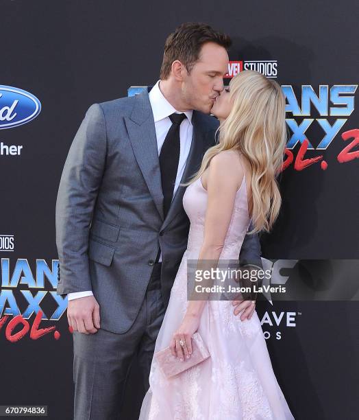 Actor Chris Pratt and actress Anna Faris attend the premiere of "Guardians of the Galaxy Vol. 2" at Dolby Theatre on April 19, 2017 in Hollywood,...
