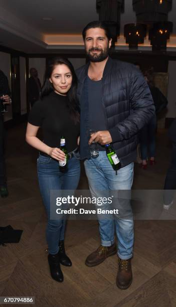 Talitha Stone and Kayvan Novak attend a gala screening of "Mindhorn" at the May Fair Hotel on April 20, 2017 in London, England.