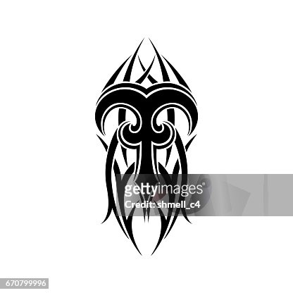 Aries Zodiac Abstract Tribal Tattoo Design High-Res Vector Graphic - Getty  Images