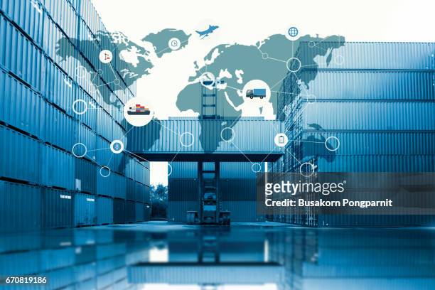 global logistics network transportation, map global logistics partnership connection of container cargo freight ship for logistics import export background - westernization stock pictures, royalty-free photos & images