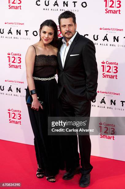 Spanish actress Adriana Ugarte and director Kike Maillo attend 'Cuanto. Mas Alla Del Dinero' premiere at the Callao cinema on April 20, 2017 in...