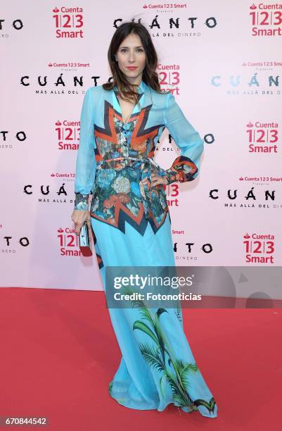 Barbara Goenaga attends the 'Cuanto.Mas Alla del DInero' premiere at Callao cinema on April 20, 2017 in Madrid, Spain.