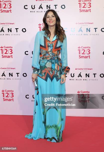 Barbara Goenaga attends the 'Cuanto.Mas Alla del DInero' premiere at Callao cinema on April 20, 2017 in Madrid, Spain.