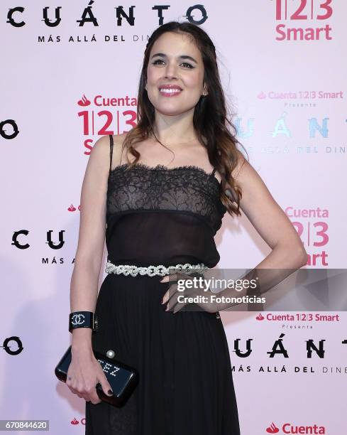 Adriana Ugarte attends the 'Cuanto.Mas Alla del DInero' premiere at Callao cinema on April 20, 2017 in Madrid, Spain.