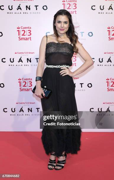 Adriana Ugarte attends the 'Cuanto.Mas Alla del DInero' premiere at Callao cinema on April 20, 2017 in Madrid, Spain.