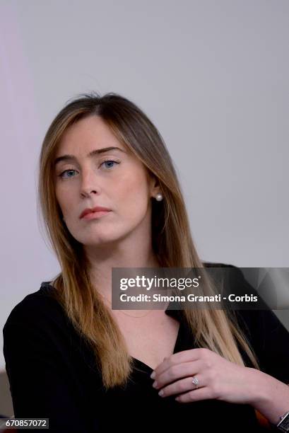 Under Secretary of State and Minister for Equal Opportunities, Maria Elena Boschi attends a press conference presenting the event "In campo per il...