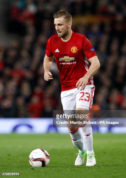 Manchester United's Luke Shaw during the UEFA Europa League, Quarter Final match at Old Trafford, Manchester. PRESS ASSOCIATION Photo. Picture date:...