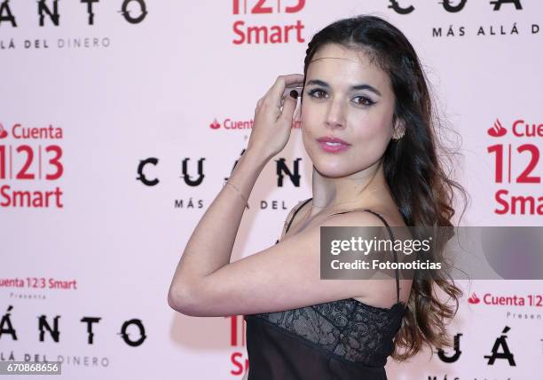 Adriana Ugarte attends the 'Cuanto.Mas Alla del DInero' premiere at Callao cinema on April 20, 2017 in Madrid, Spain.