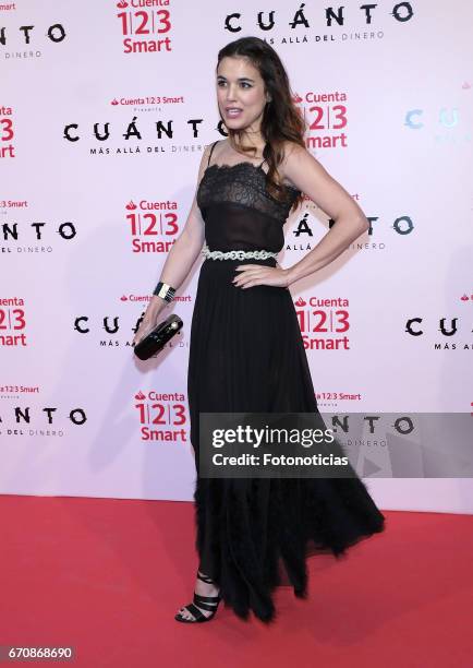 Adriana Ugarte attends the 'Cuanto.Mas Alla del DInero' premiere at Callao cinema on April 20, 2017 in Madrid, Spain.