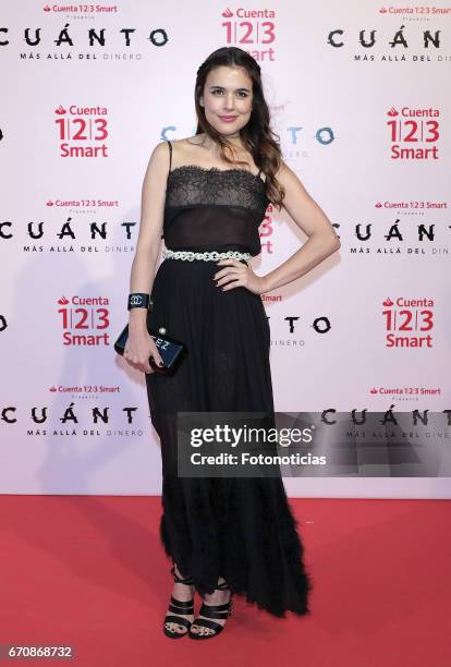 Adriana Ugarte attends the 'Cuanto.Mas Alla del DInero' premiere at Callao cinema on April 20, 2017 in Madrid, Spain.